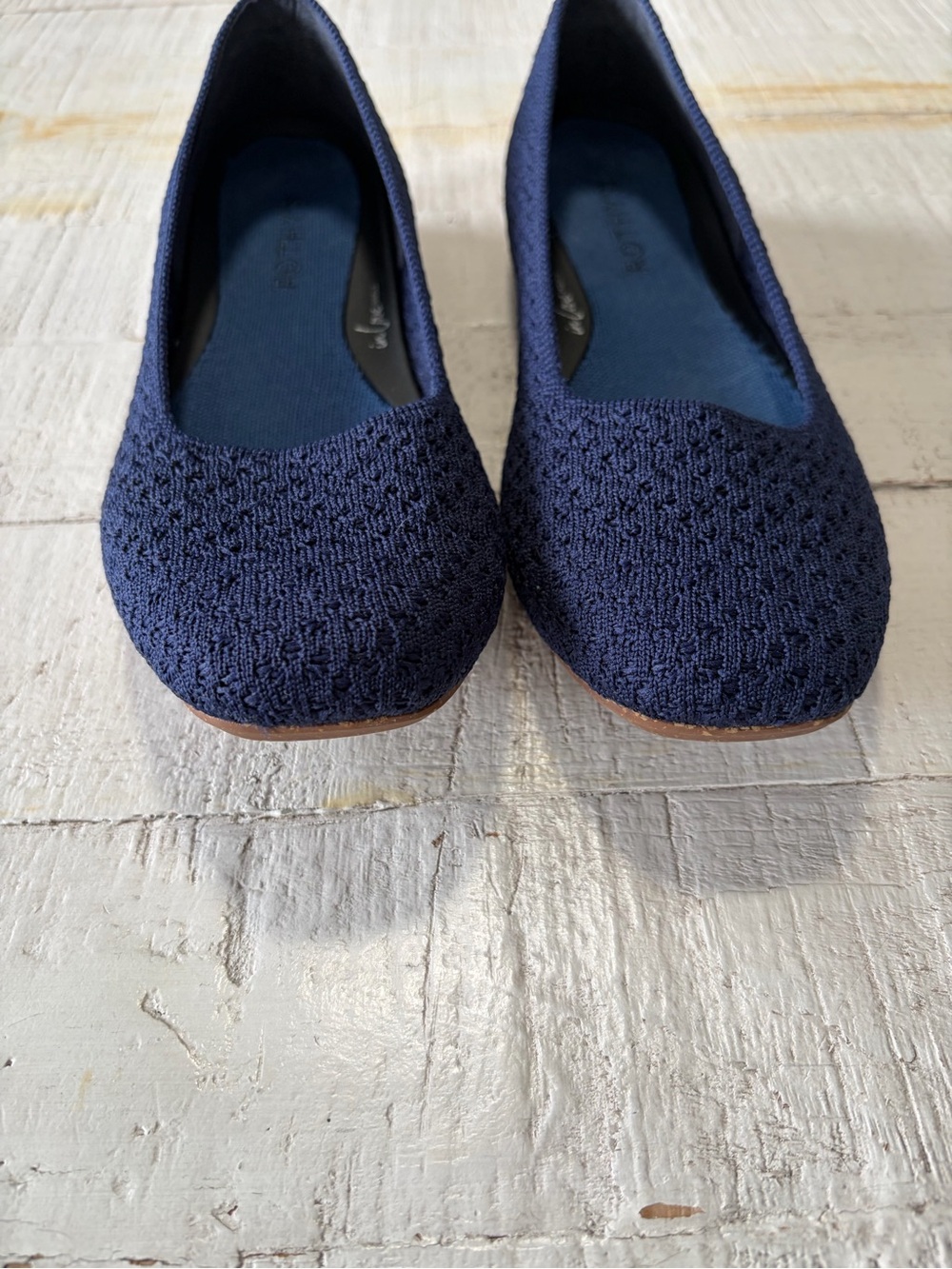Rothy’s the Max Square in Deep Navy Crochet size 8.5 Knit Flats In Love Insoles - Picture 3 of 14